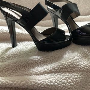 Moda Patent Open Toe Slingback Platform Heels